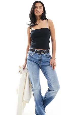 Stradivarius Petite – D98 – Straight Jeans in mittelblauer Waschung