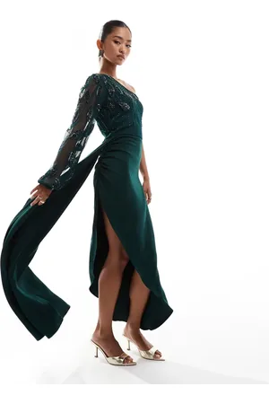 Virgos – Maxikleid in mit One-Shoulder-Träger und Verzierung