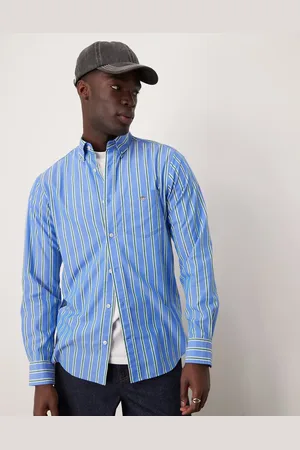 GANT – Gestreiftes Popeline-Hemd in mit Logo und normalem Schnitt