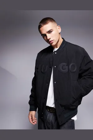 HUGO BOSS – Locker geschnittene Bomberjacke in mit Logo auf der Brust