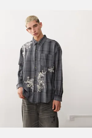 Reclaimed – Oversize-Hemd mit Karomuster und Stickerei