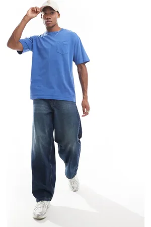 Vans Original – Standards – KurzärmligesT-Shirt in echtblauer Waschung mit Brusttasche
