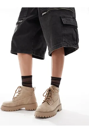 SEQWL – Exton – Schnürstiefel aus Nubuk-Leder in Taupe
