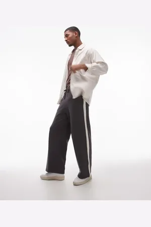 Topman – Jogginghose in Anthrazit mit weitem Bein und seitlichem Kontraststreifen
