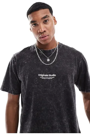 JACK & JONES – Oversize-T-Shirt in verwaschenem mit Originals-Logo auf der Brust