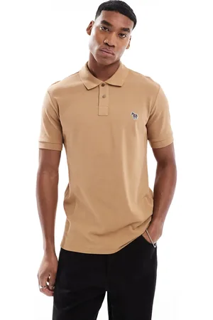 Paul Smith – Kurzärmliges Polohemd in Hellbraun mit normalem Schnitt und Markenlogo