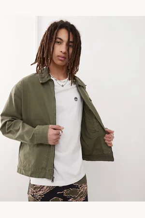 Timberland – Strafford – Jacke aus Canvas in verwaschenem Khaki mit Reißverschluss