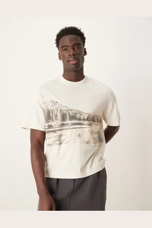 Abercrombie & Fitch – Kurzärmliges T-Shirt in Beige mit Rückengrafik