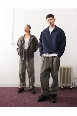 Reclaimed – Unisex-Hose zum Reinschlüpfen in Grau und Blau kariert