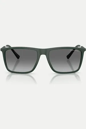 Armani Exchange – Eckige Sonnenbrille in mattem Dunkelgrün mit grauen Gläsern