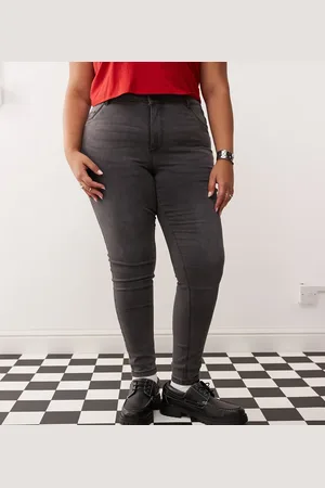 Noisy May – Jeans in grauer Waschung mit engem Schnitt und hohem Bund