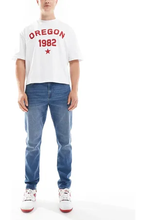 Only & Sons – Schmal geschnittene Jeans in mittelblauer Waschung