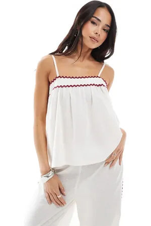 Esmée – Exklusiv – Strand-Camisole in und Rot mit Zackenlitze, Kombiteil