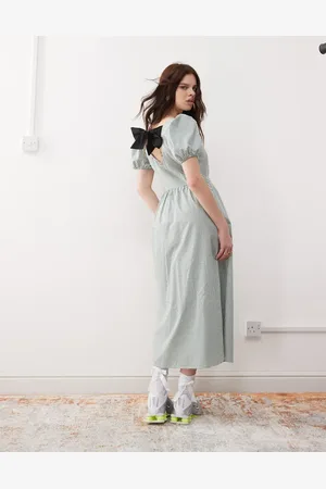 Reclaimed – Midi-Hängerkleid mit Schleife am Rücken und Karomuster