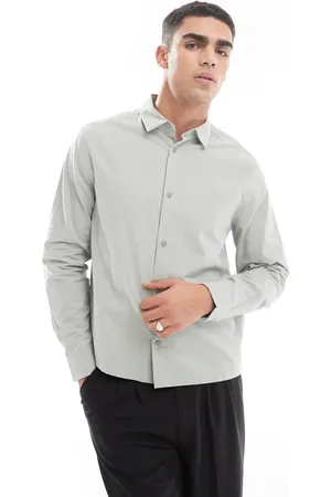 ASOS – Kastiges Hemd aus Seersucker in Hellgrün in regulärer Passform
