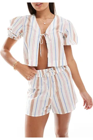 ASOS – Carrie – Strandshorts aus Baumwolle mit bunten Streifen, Kombiteil