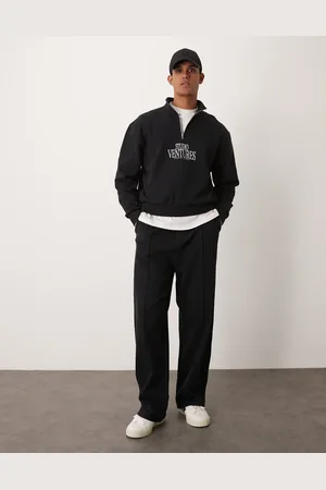 ASOS – Jogginghose in mit weitem Bein, Bundfaltendetails und Reißverschluss