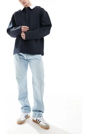 JACK & JONES – Chris – Straight Jeans ohne Stretchanteil in blauer Waschung