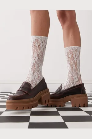 Timberland – Everleigh – Plateau-Loafer in Burgunderrot aus Leder