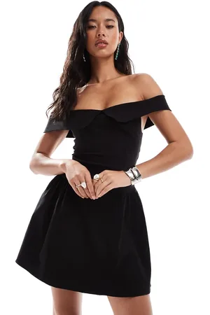 Vesper – Skaterkleid in mit Bardot-Ausschnitt mit Umschlag