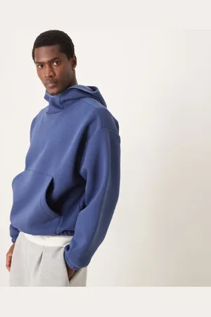 ASOS – Kastiger Kapuzenpullover aus schwerem, angerautem Rippstoff in mit Stehkragen in extremer Oversize-Passform