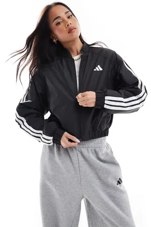 adidas Adidas – Essentials – Wattierte Cropped-Bomberjacke in mit 3 Streifen