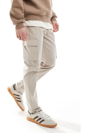 Only & Sons – Schmal zulaufende Funktions-Cargohose in Steinbeige