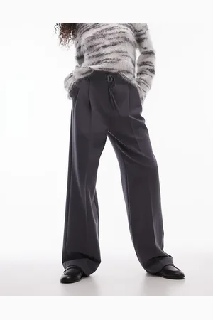 Topshop – Elegante Ballon-Bundfaltenhose in Schiefergrau mit mittelhohem Bund