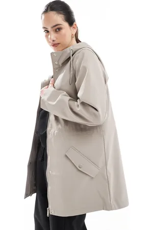 VERO MODA – Regenjacke in Mondstein-Grau mit Kapuze