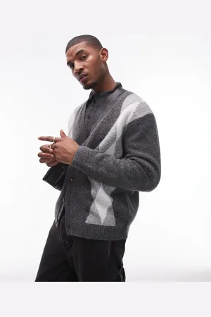 Topman – Strickjacke mit -weißem Argyle-Rautenmuster