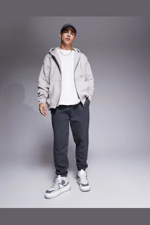 ASOS – Hochwertige, schmal zulaufende, schwere Jogginghose in verwaschenem Schwarz, 400 g/m²