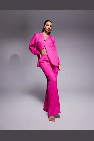 River Island – Pyjama aus Satin mit Streifen