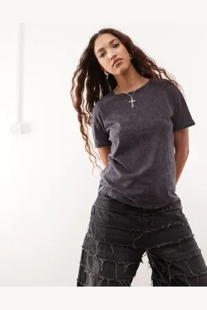 Noisy May – Kastiges T-Shirt in gewaschenem Anthrazit