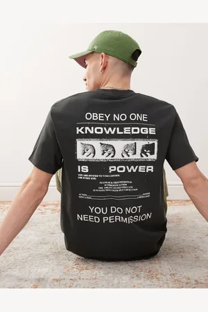 Obey – Permission – T-Shirt in Vintage- mit Logo-Rückenprint