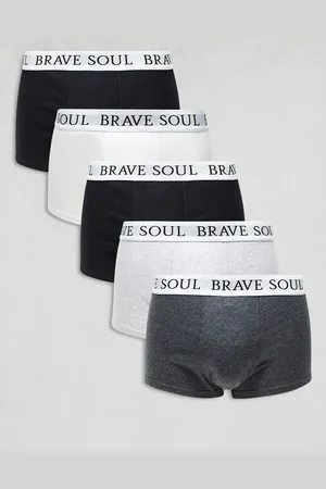 Brave Soul – 5er-Pack eng geschnittene Boxershorts in Schwarz, Grau, Weiß mit Logo-Bund