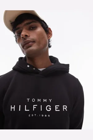 Tommy Hilfiger – Schwarzer Kapuzenpullover mit großem Logo
