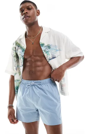 Emporio Armani – Badeshorts in Hellblau mit Logo