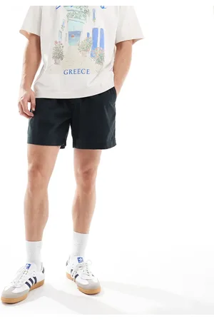 Abercrombie & Fitch – Stückgefärbte Leinen-Shorts zum Reinschlüpfen in Anthrazit mit Tunnelzug, 6 Zoll Schrittlänge