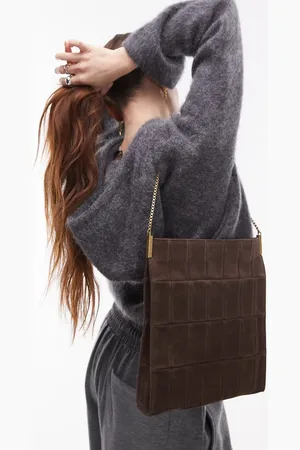 MANGO – Schultertasche aus Wildleder in Dunkelbraun