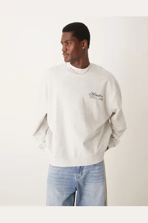 ASOS – Oversize-Sweatshirt in meliertem mit Brust-Print