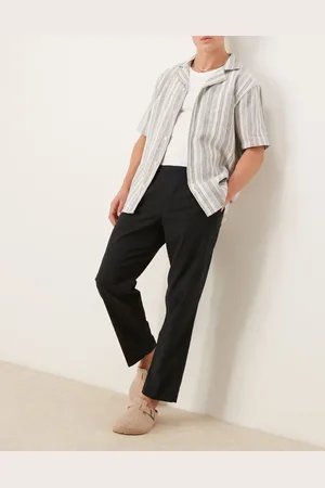 Abercrombie & Fitch – Locker geschnittene Leinen-Schlupfhose in mit Faltendetail
