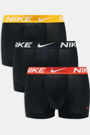 Nike – Essential – 3er-Pack Unterhosen aus Mikrofaser mit farbigem Bund in Gold/Rot/
