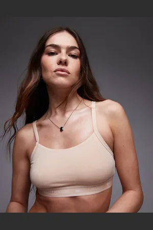 Lacoste – Bustier in Beige mit Logo-Zierband