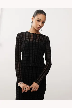 Motel – Kahula – Micro-Strickjacke in mit geflocktem Karomuster