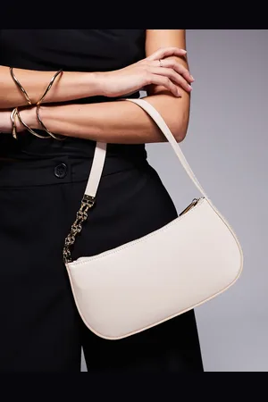ASOS – Schultertasche in Steinbeige mit Kettenglied-Detail am Riemen