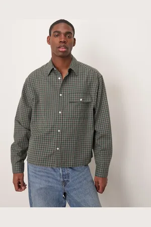 ASOS – Kastiges, blau- kariertes Oversize-Hemd aus Flanell