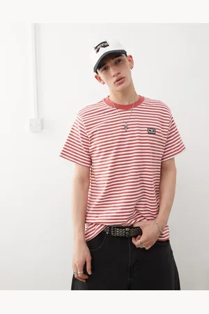 Obey – T-Shirt mit roten Streifen
