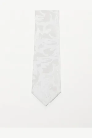 ASOS – Krawatte in Wollweiß mit abstraktem Print