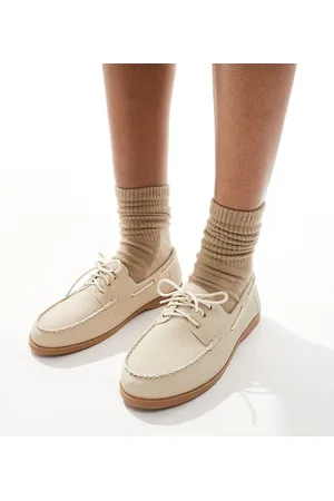 London Rebel – Bootsschuhe zum Schnüren in Taupe, weite Passform