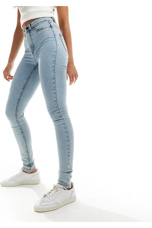 Noisy May – Callie – Jeans mit engem Schnitt und hohem Bund in hellblauer Acid-Waschung